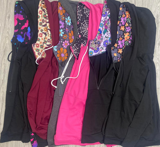 PREORDER: Audre Half Zip Halloween Hoodie in Assorted Colors