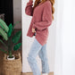 Happier Now Henley Hoodie in Burgundy