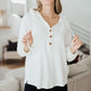 Happier Now Henley Hoodie in Ivory