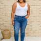 Hi-Rise Rainbow Embroidery Cropped Straight Leg Jeans