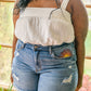 Hi-Rise Sun Embroidery Cutoff Shorts