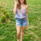 Hi-Rise Sun Embroidery Cutoff Shorts