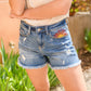 Hi-Rise Sun Embroidery Cutoff Shorts