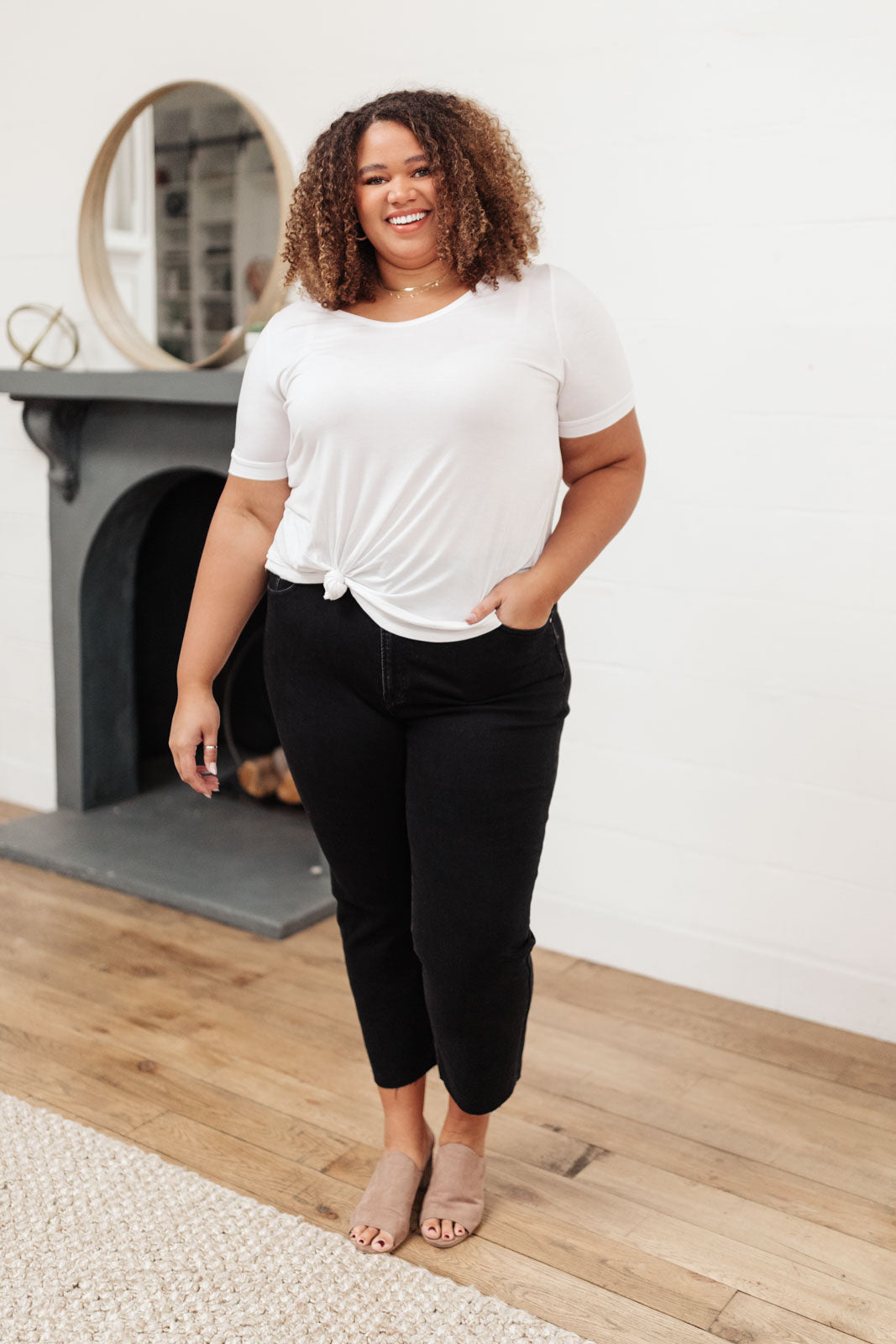 RISEN High Waist Mom Fit Jeans In Black