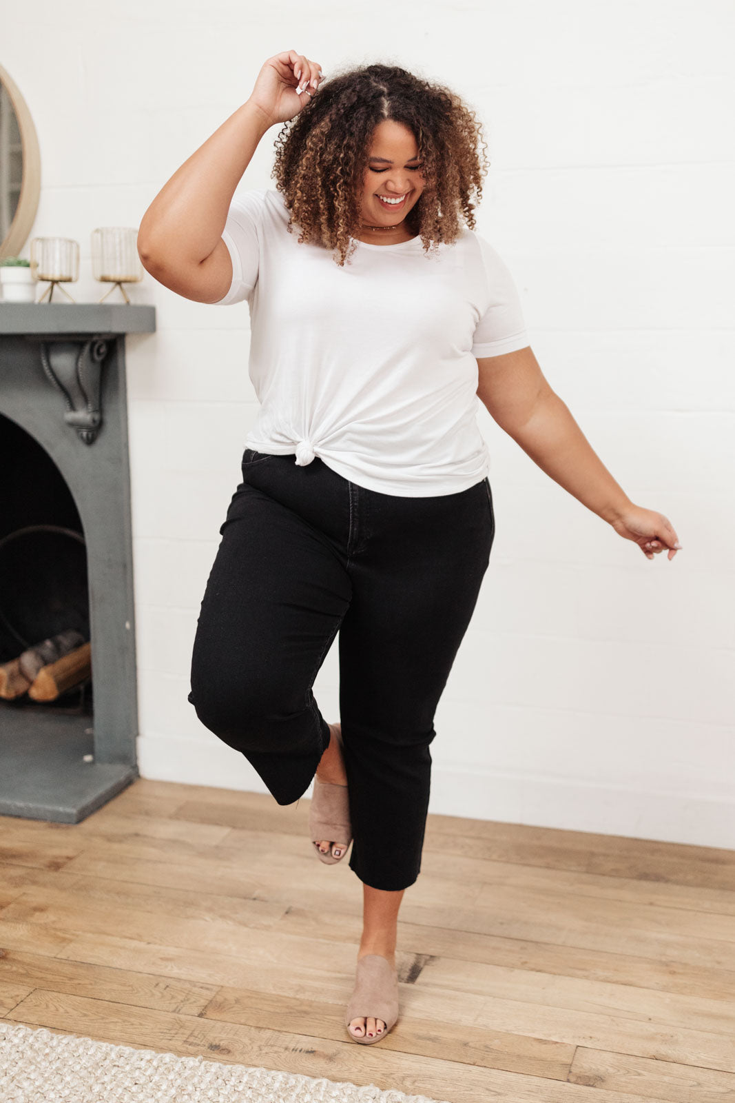 RISEN High Waist Mom Fit Jeans In Black