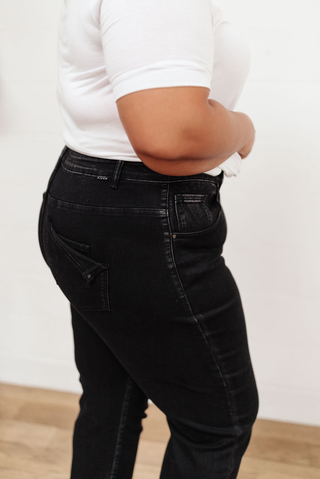 RISEN High Waist Mom Fit Jeans In Black