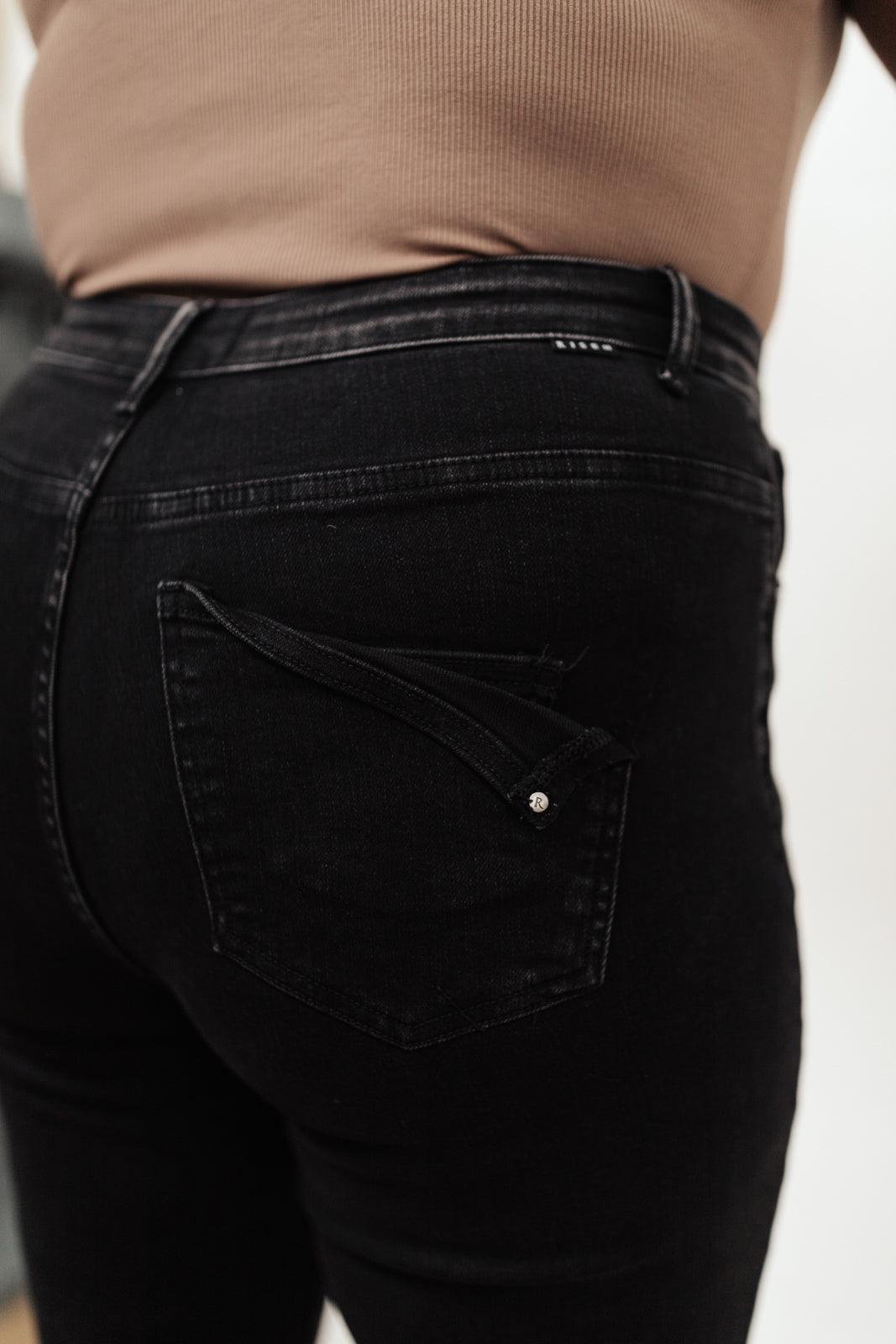 RISEN High Waist Mom Fit Jeans In Black
