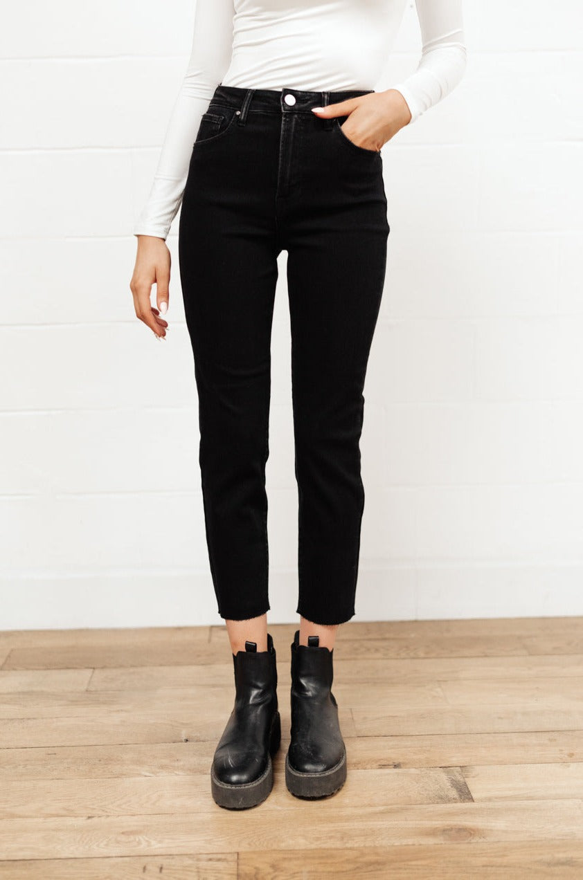 RISEN High Waist Mom Fit Jeans In Black