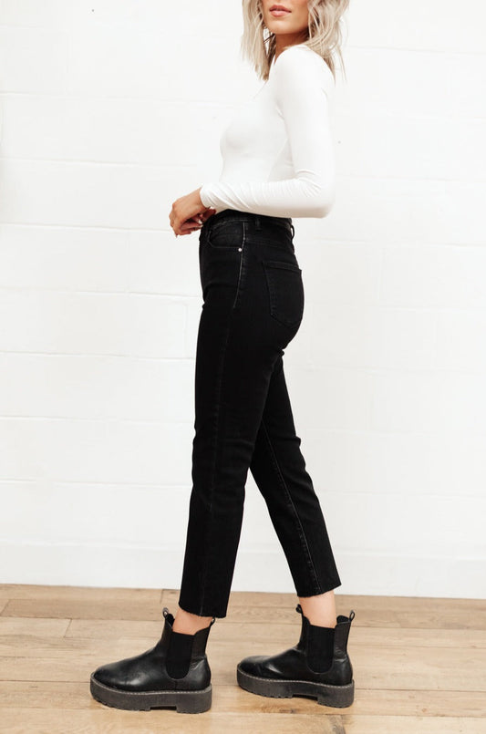 RISEN High Waist Mom Fit Jeans In Black