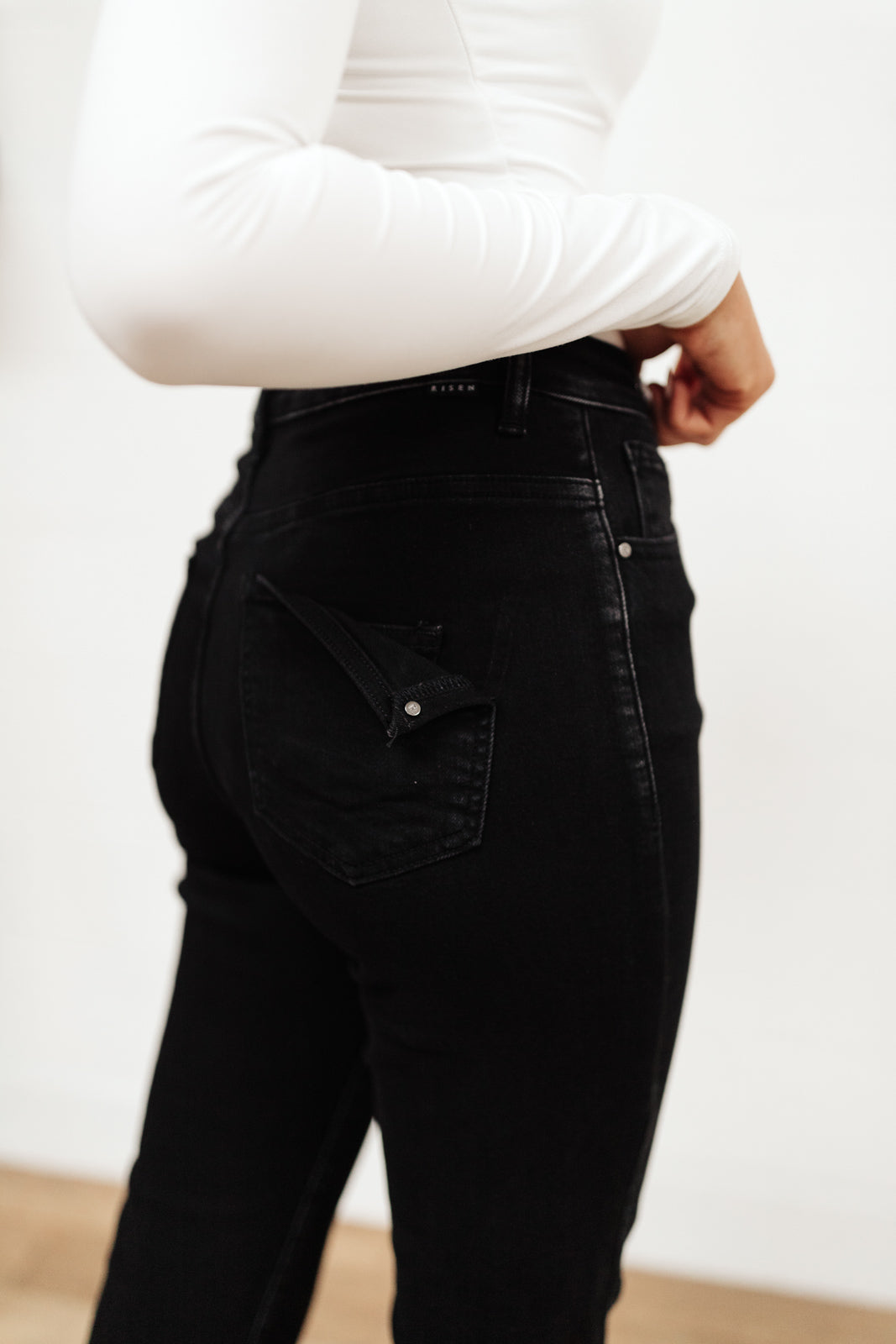 RISEN High Waist Mom Fit Jeans In Black
