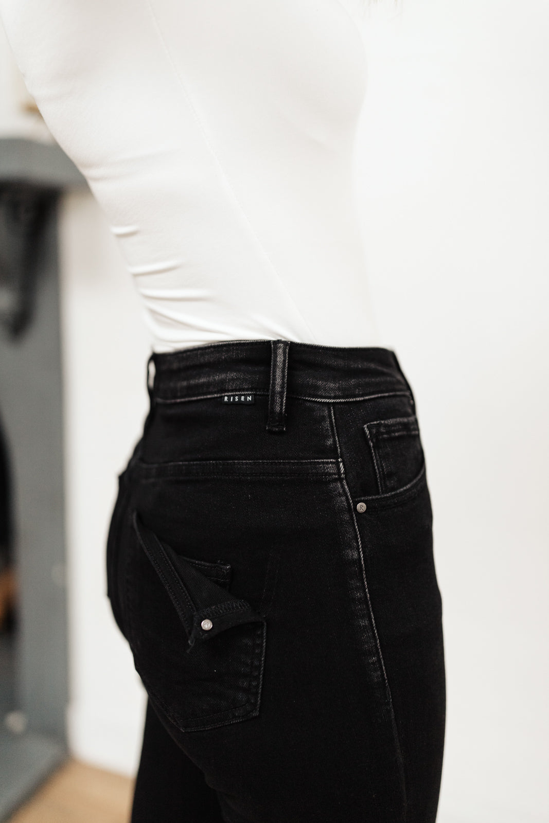 RISEN High Waist Mom Fit Jeans In Black