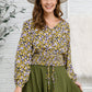 Honey Honey Floral Smocked Blouse in Black