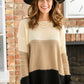 Hudson Color Block Sweater In Natural