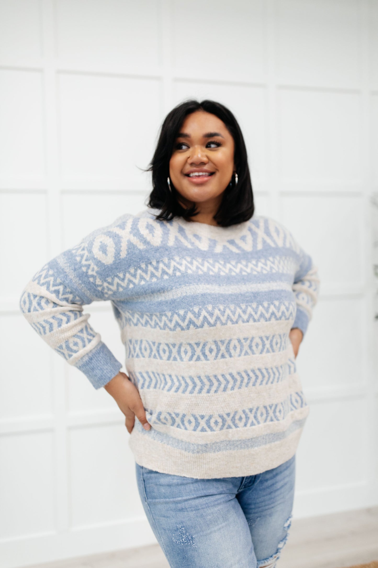 RACK SALE Hugs and Kisses Sweater in Dusty Blue - SMALL