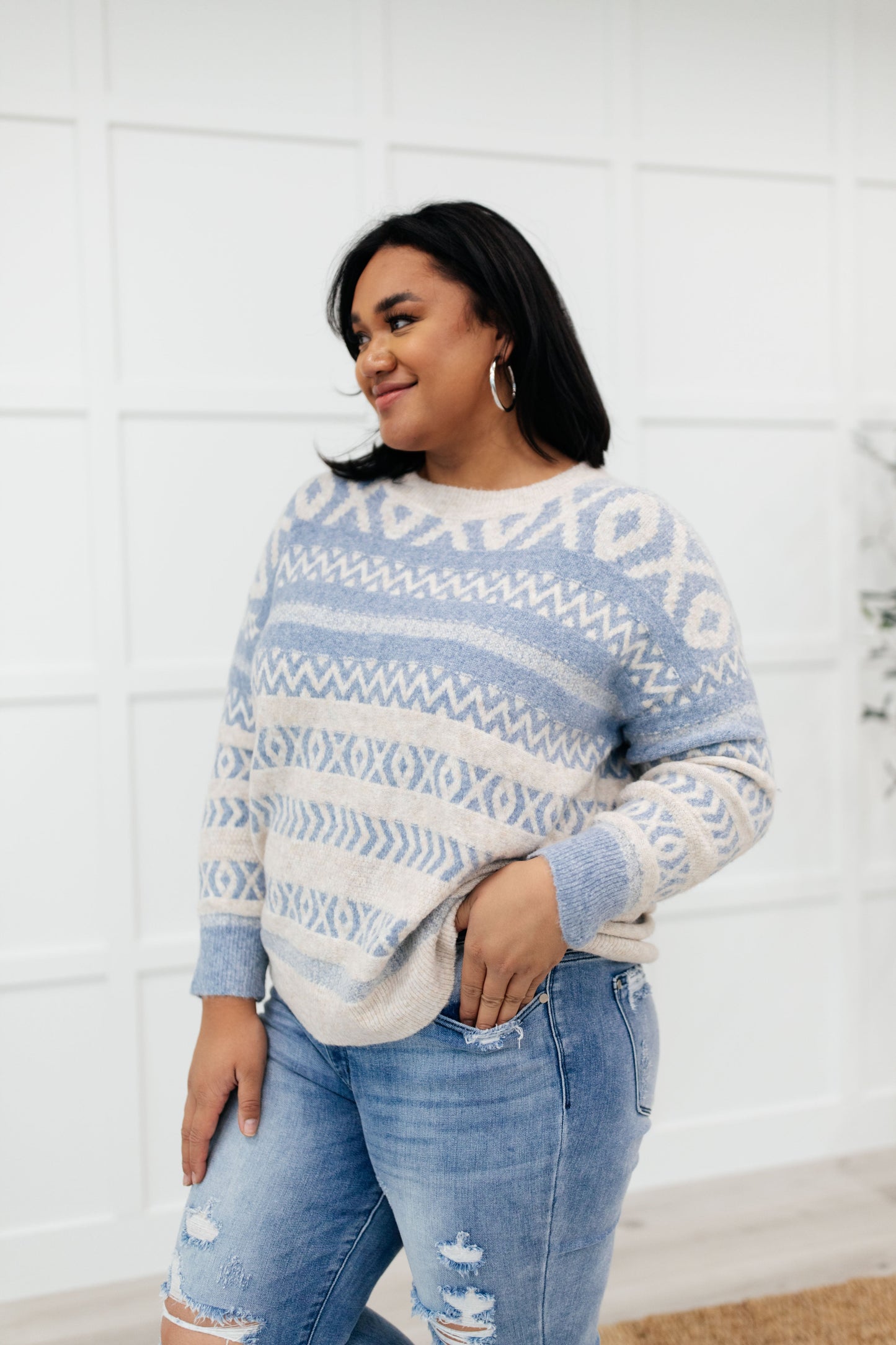 RACK SALE Hugs and Kisses Sweater in Dusty Blue - SMALL