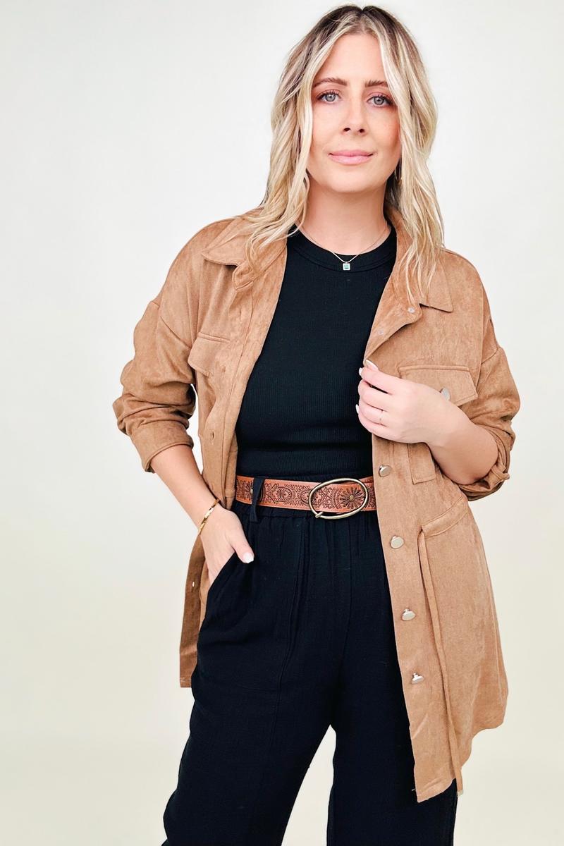 Faux Suede Shirt Jacket - 2 colors