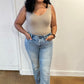 Judy Blue High Rise Plaid Cuff Vintage Straight Jeans