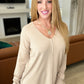 V-Neck Front Seam Sweater in Light Mocha