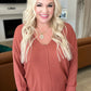 V-Neck Front Seam Sweater in Heather Rust