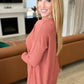 V-Neck Front Seam Sweater in Heather Rust