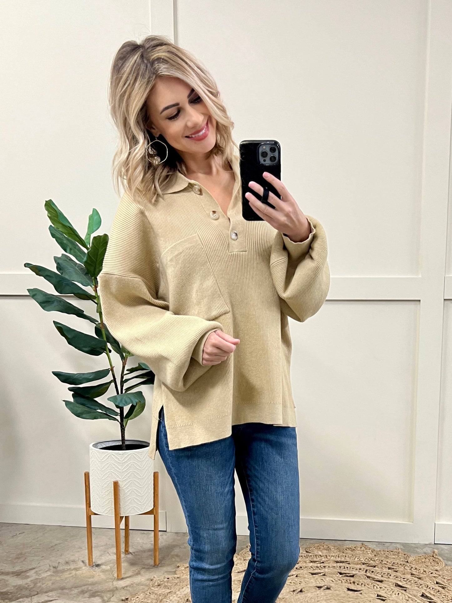 Oversized Cozy Lounge Sweater In Champagne 11.20