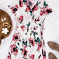 Surplice Midi Dress In Rose Print & Ivory Teal