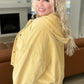 Cropped Hooded Denim Jacket in Mustard