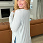 Melange Baby Waffle Long Sleeve Top in Light Grey