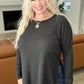 Melange Baby Waffle Long Sleeve Top in Black
