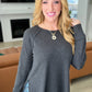 Melange Baby Waffle Long Sleeve Top in Black