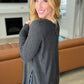Melange Baby Waffle Long Sleeve Top in Black