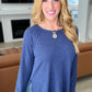 Melange Baby Waffle Long Sleeve Top in Light Navy