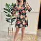Empire Waist Dress With Tie Back Detail In Black & Warm Florals 11.21