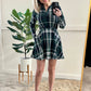 Front Dress With Attached Shorts In Tartan Plaid Green 11.22