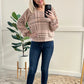 Tie Back Long Sleeve Top In Blush Plaid