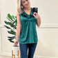 Satin Ruffled V Neck Blouse In Rich Emerald Green 11.21