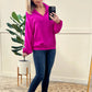 Collared Sporty Top In Bright Fuchsia