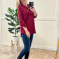 Gabby Front Top With Button Sleeve Detail In Wine