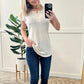 Button Front Top With Lace Sleeves In Crisp Morning