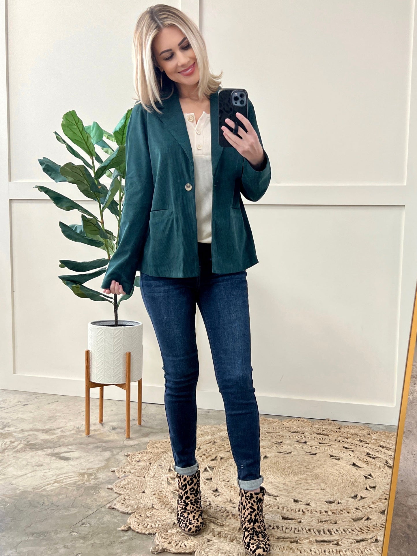 The Office Corduroy Blazer In Deep Green 11.21