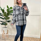 Hooded Flannel Shacket In Grey Plaid