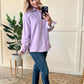 Minky Lined Shacket In Shimmering Violet