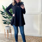 Crossover Cowl Neck Fit & Flare Tunic Sweater In Black 11.20