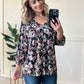 V Neck Blouse With Ruffle Detail In Abstract Florals