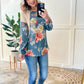 Long Sleeve Color Block Top In Cream With Blue Florals 11.21