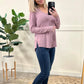 Button Front Long Sleeve Knit Henley In Dusty Lavender