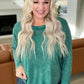 Mineral Wash Ribbed Scoop Neck Top in Hunter Green