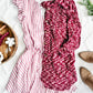 Striped Fit & Flare Dress In Candy Pink