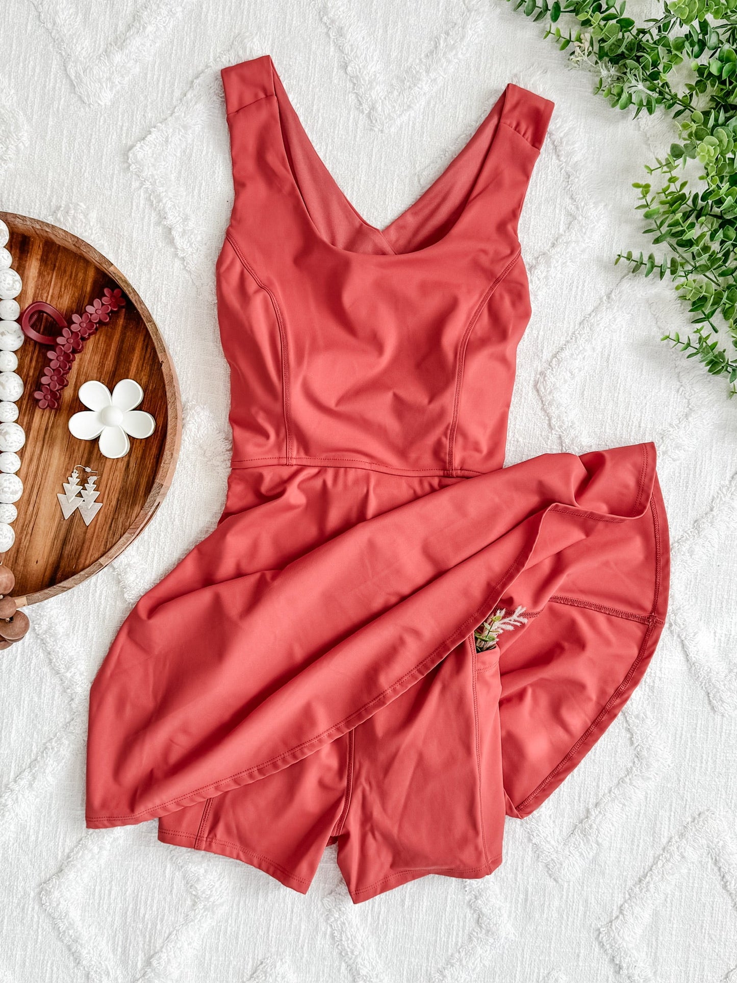 High Support Tennis Dress With Attached Shorts In Sunny Coral