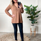Button Front Knit Top With Elbow Patch Detail In Autumn Leaves 11.20